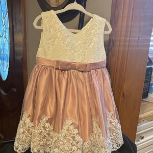 Elegant Pink and White Lace Kids Dress